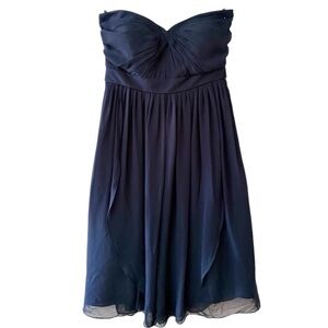 Jenny Yoo Collection Convertible Strapless Chiffon Formal Dress Navy Blue Size 4